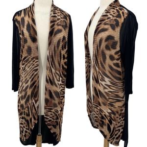 Chico's Leopard Print Cardigan - Black and Brown